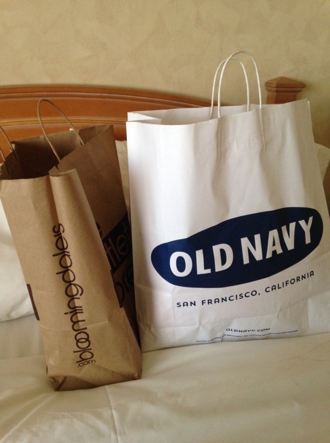 Old navy and Bloomindale carrier bags